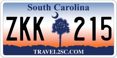 SC license plate ZKK215