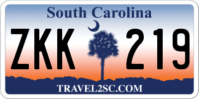 SC license plate ZKK219