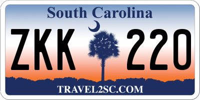 SC license plate ZKK220