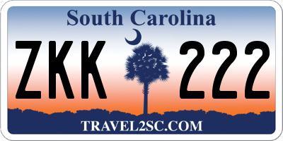 SC license plate ZKK222