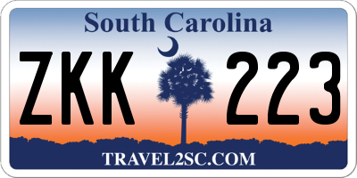 SC license plate ZKK223