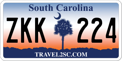 SC license plate ZKK224
