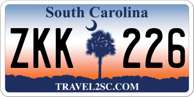 SC license plate ZKK226