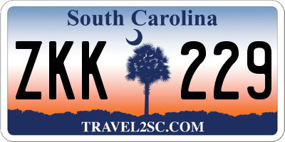 SC license plate ZKK229