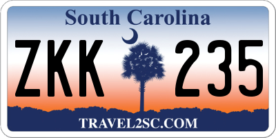 SC license plate ZKK235