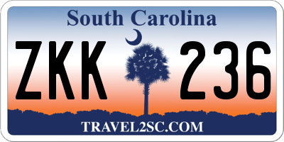 SC license plate ZKK236