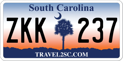 SC license plate ZKK237