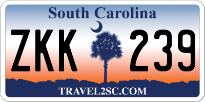 SC license plate ZKK239