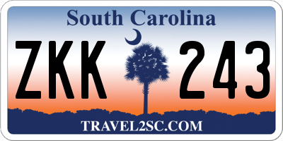 SC license plate ZKK243