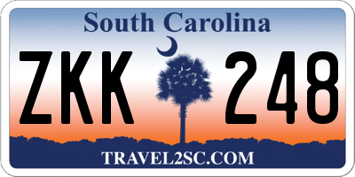 SC license plate ZKK248