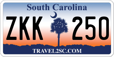 SC license plate ZKK250