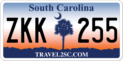 SC license plate ZKK255