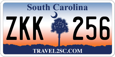 SC license plate ZKK256