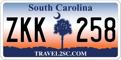 SC license plate ZKK258