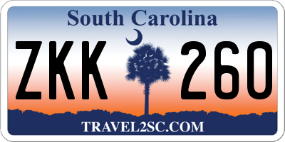 SC license plate ZKK260
