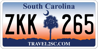 SC license plate ZKK265