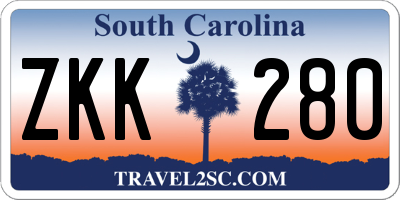 SC license plate ZKK280