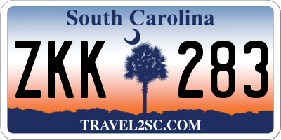SC license plate ZKK283