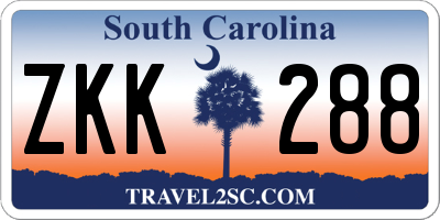 SC license plate ZKK288
