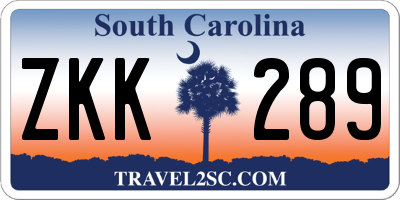 SC license plate ZKK289