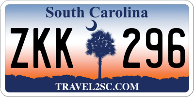 SC license plate ZKK296