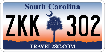 SC license plate ZKK302
