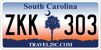 SC license plate ZKK303