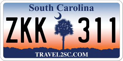 SC license plate ZKK311