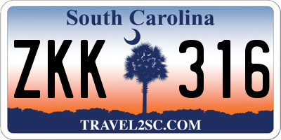 SC license plate ZKK316