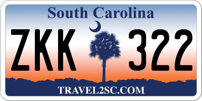 SC license plate ZKK322