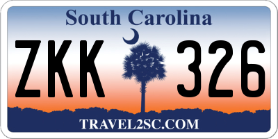 SC license plate ZKK326