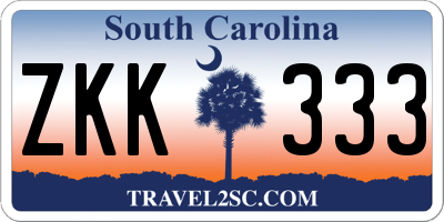 SC license plate ZKK333