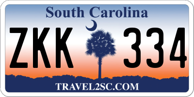 SC license plate ZKK334
