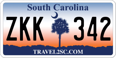SC license plate ZKK342