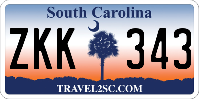 SC license plate ZKK343