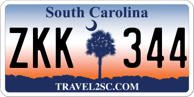 SC license plate ZKK344