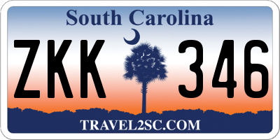 SC license plate ZKK346