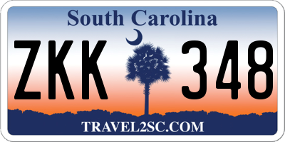 SC license plate ZKK348