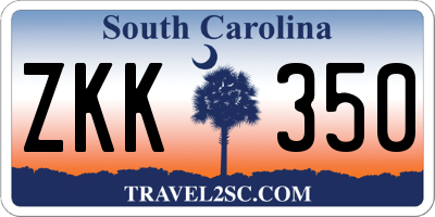SC license plate ZKK350