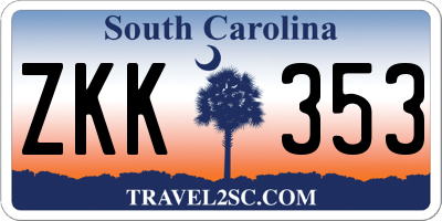 SC license plate ZKK353