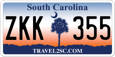 SC license plate ZKK355