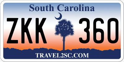 SC license plate ZKK360