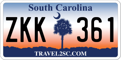 SC license plate ZKK361