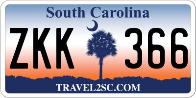 SC license plate ZKK366