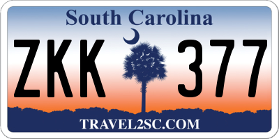 SC license plate ZKK377