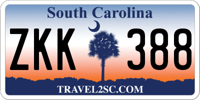 SC license plate ZKK388