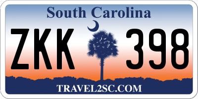 SC license plate ZKK398