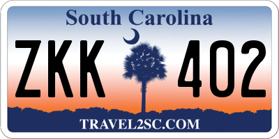 SC license plate ZKK402