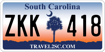 SC license plate ZKK418
