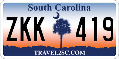 SC license plate ZKK419